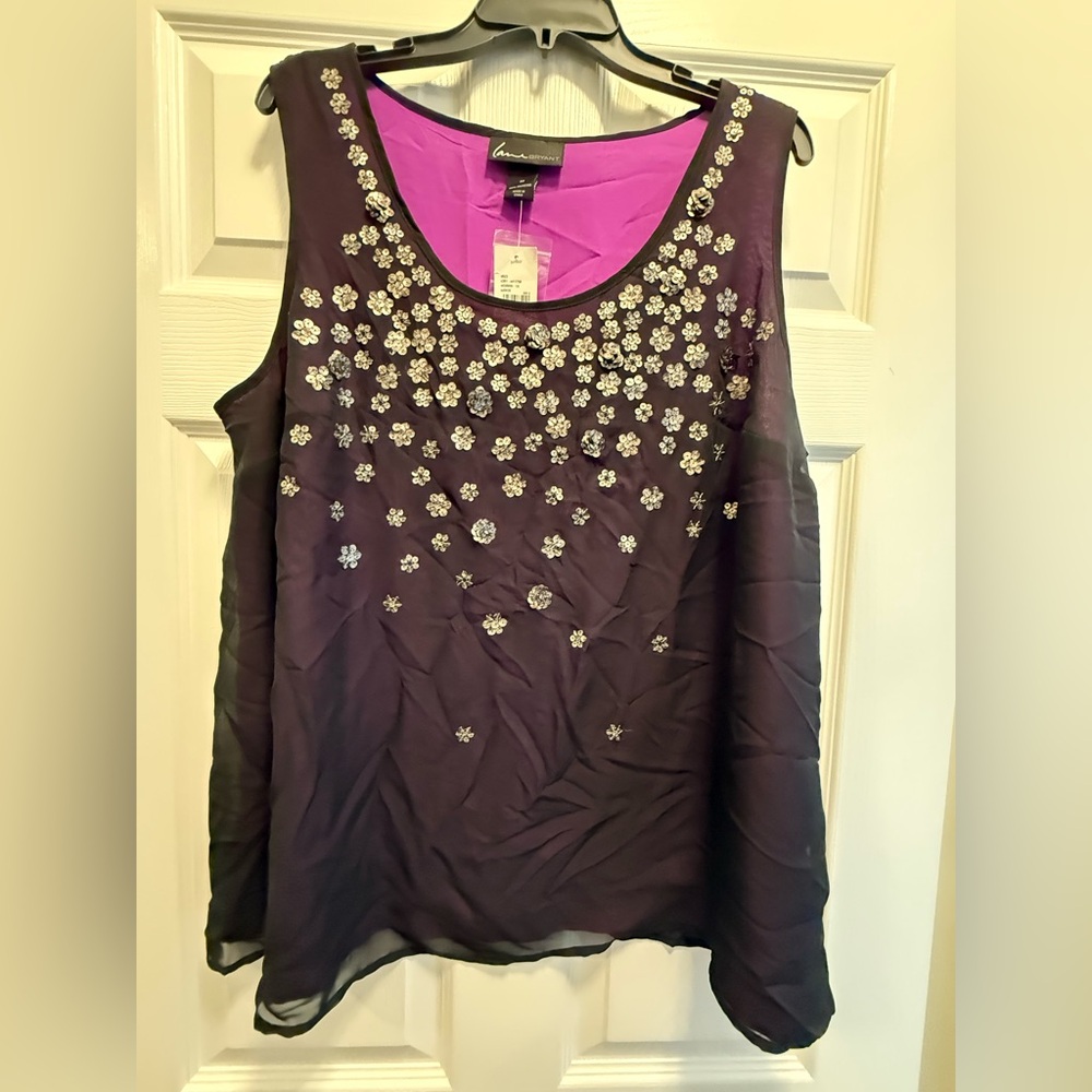 Lane Bryant Lined Camisole / Tank With Sequin Detail Plus Size W20 New With Tags